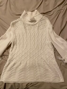 White House Black Market Cable Knit Mockneck Sweater